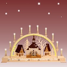 Schwibbogen Kirche mit Sänger - 78 cm 