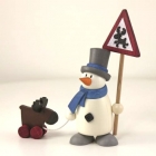 Schneemann Fritz mit Elch und Schild - 8 cm Schneemann Fritz mit Elch und Schild - 8 cm