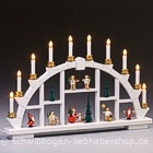 weisser Schwibbogen mit Wendt & Kühn Figuren - 64 cm weisser Schwibbogen mit Wendt & Kühn Figuren - 64 cm