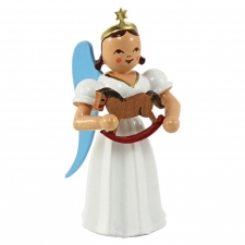 Engel mit Reiterlein Langrock farbig - 6 cm